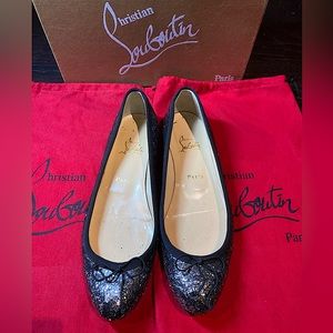 Christian Louboutin Sonietta Glitter close toe flats. Size 8 (fit small)